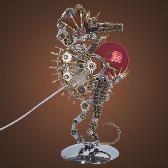 steampunk seahorse with love night lamp diy metal model kits