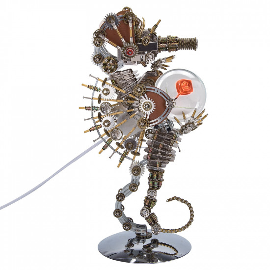 steampunk seahorse with love night lamp diy metal model kits