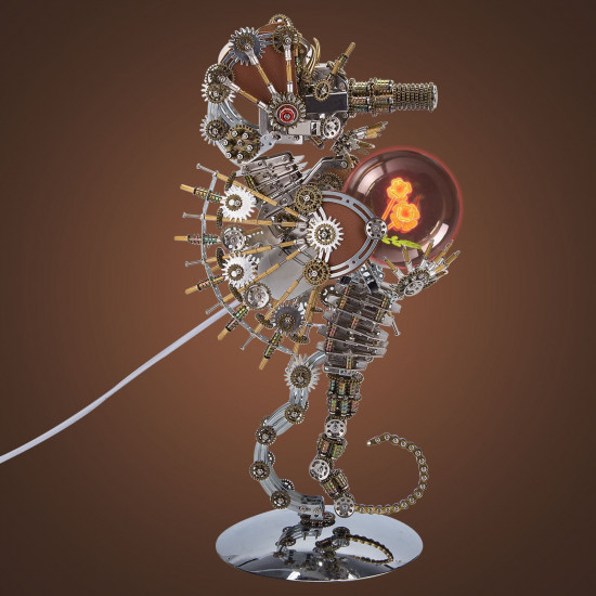 steampunk seahorse with love night lamp diy metal model kits