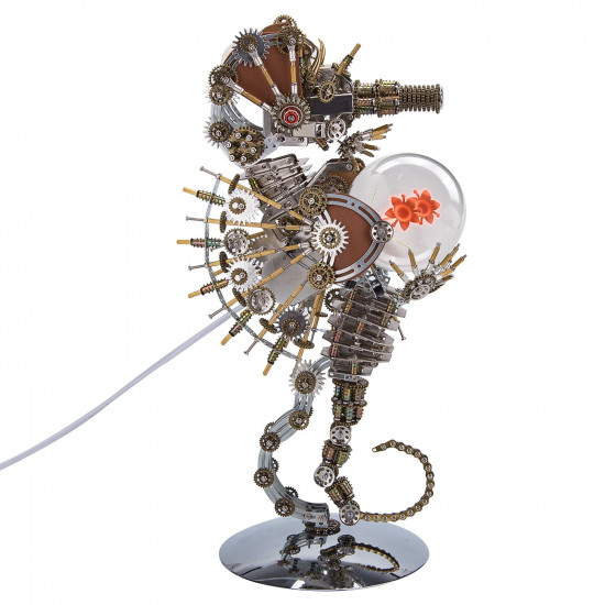 steampunk seahorse with love night lamp diy metal model kits