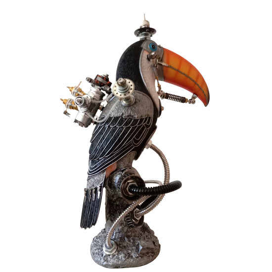 steampunk style mechanical metal toco toucan bird sculpture  assembled model kits for home collection