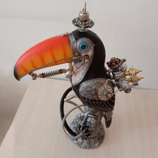 steampunk style mechanical metal toco toucan bird sculpture  assembled model kits for home collection