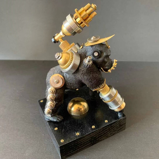 steampunk style metal orangutan king animal model 3d assembled crafts