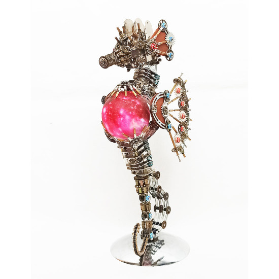 steampunk style pregnant seahorse holding planet  metal model kits -keep the planet healthy