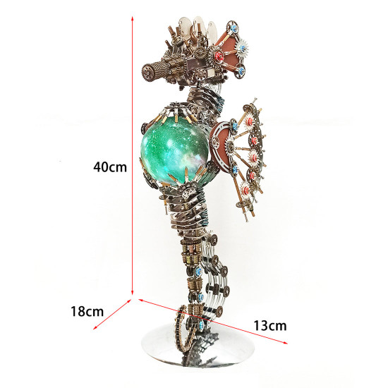 steampunk style pregnant seahorse holding planet  metal model kits -keep the planet healthy