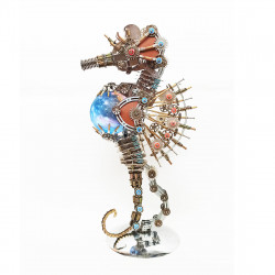 steampunk style pregnant seahorse holding planet  metal model kits -keep the planet healthy