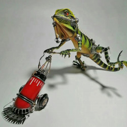 steampunk weeding lizard animals 3d metal sculpture  assembled model