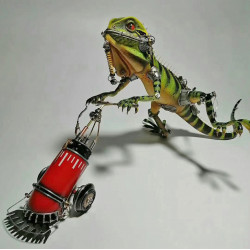 steampunk weeding lizard animals 3d metal sculpture  assembled model