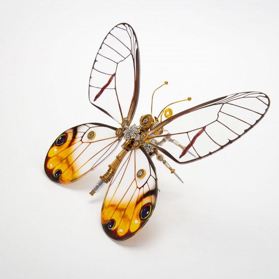 steampunk yellow-white butterfly 3d metal puzzle diy kits