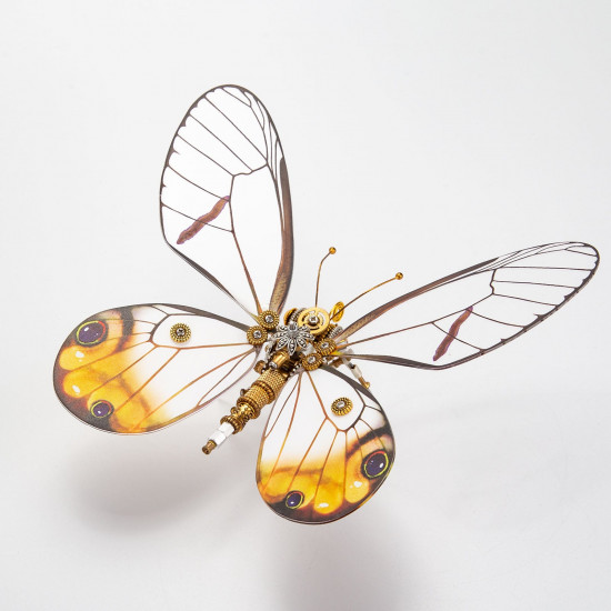 steampunk yellow-white butterfly 3d metal puzzle diy kits