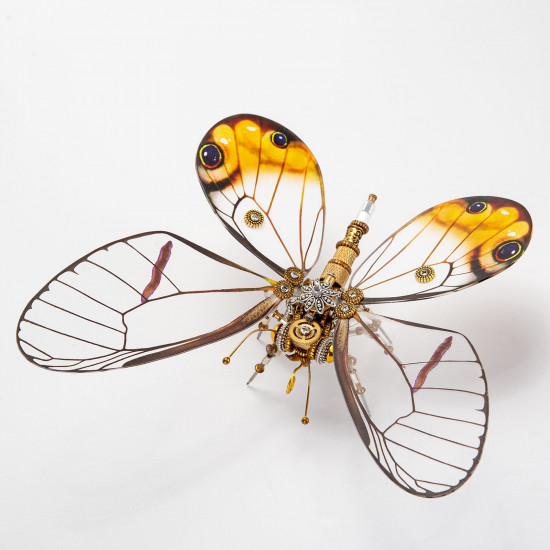 steampunk yellow-white butterfly 3d metal puzzle diy kits