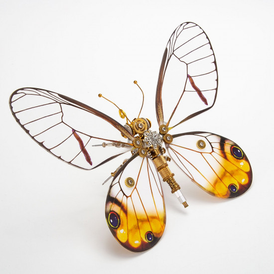 steampunk yellow-white butterfly 3d metal puzzle diy kits