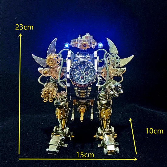 taurus robot watch stand holder 3d assembly metal fighting mecha action figure for clock collector