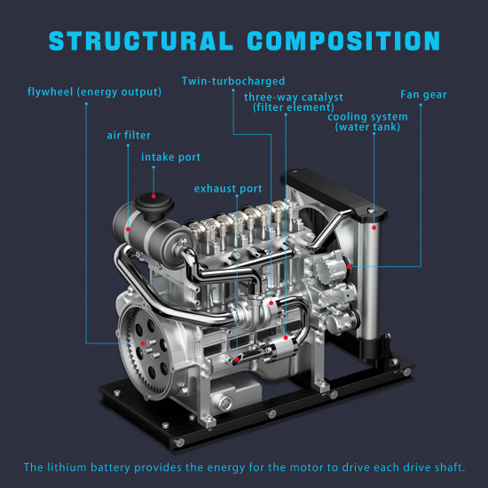 teching 300+pcs build an ohv inline four-cylinder diesel engine model that runs