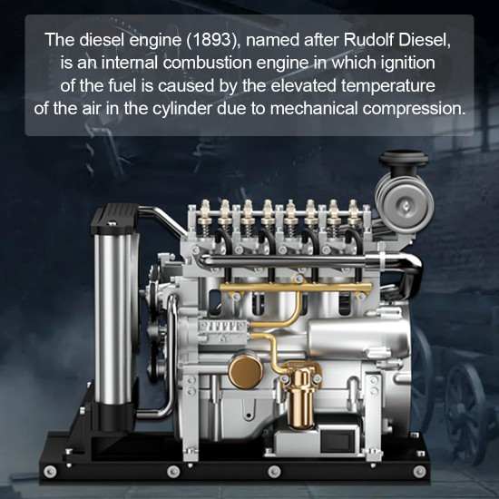 teching 300+pcs build an ohv inline four-cylinder diesel engine model that runs