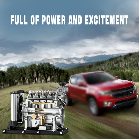 teching 300+pcs build an ohv inline four-cylinder diesel engine model that runs