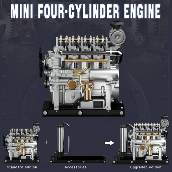 teching 300+pcs build an ohv inline four-cylinder diesel engine model that runs