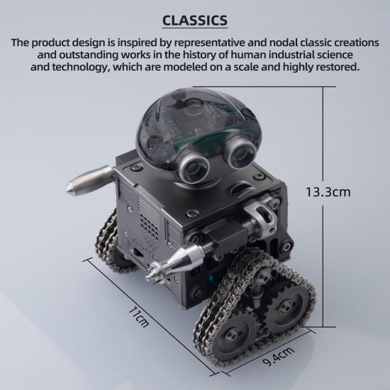 teching diy mechanical bluetooth speaker remote control tracked metal robot toy model kit