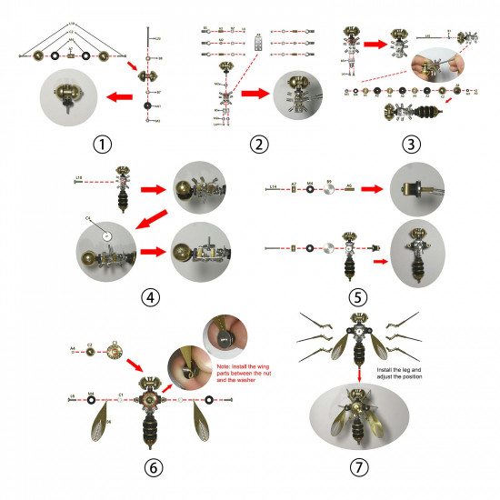 tiny steampunk insects 3d metal bugs mosquito earwigs bee model kits gadgets