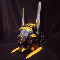 yellow punk mask tactical scifi helmet with chargeable lights halloween cosplay prop